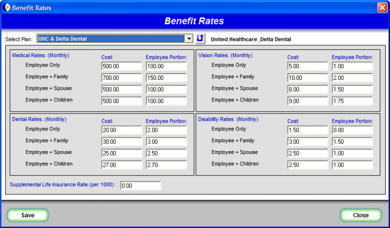 HR QUIK Benefit Rates
