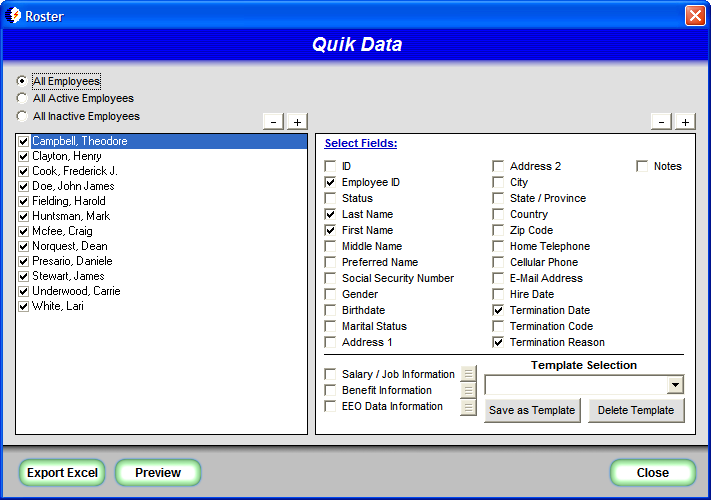 HR QUIK Quik Data